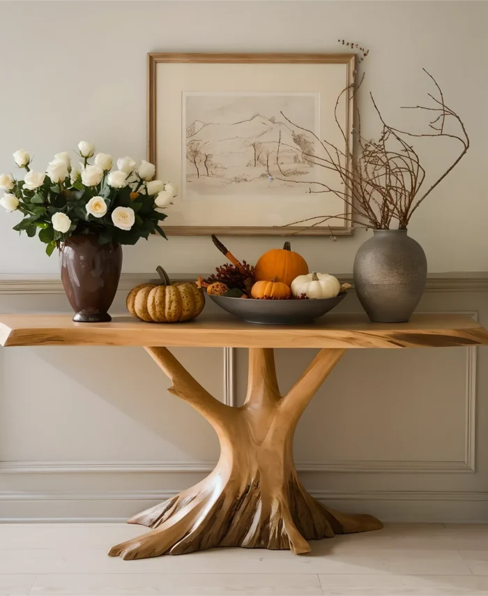 Hardwood Foyer Table Durable Natural Grain