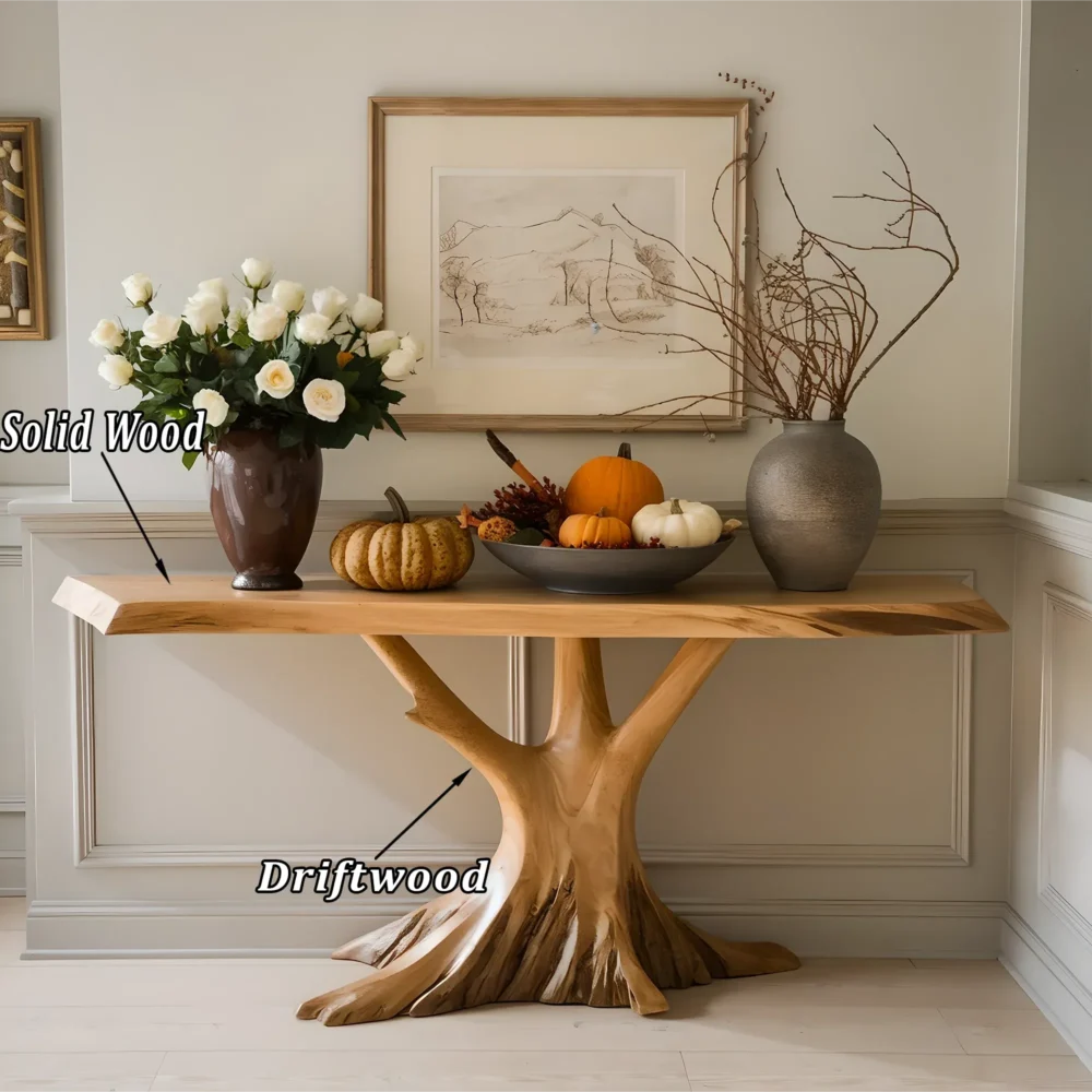 Hardwood Foyer Table Durable Natural Grain - Image 2