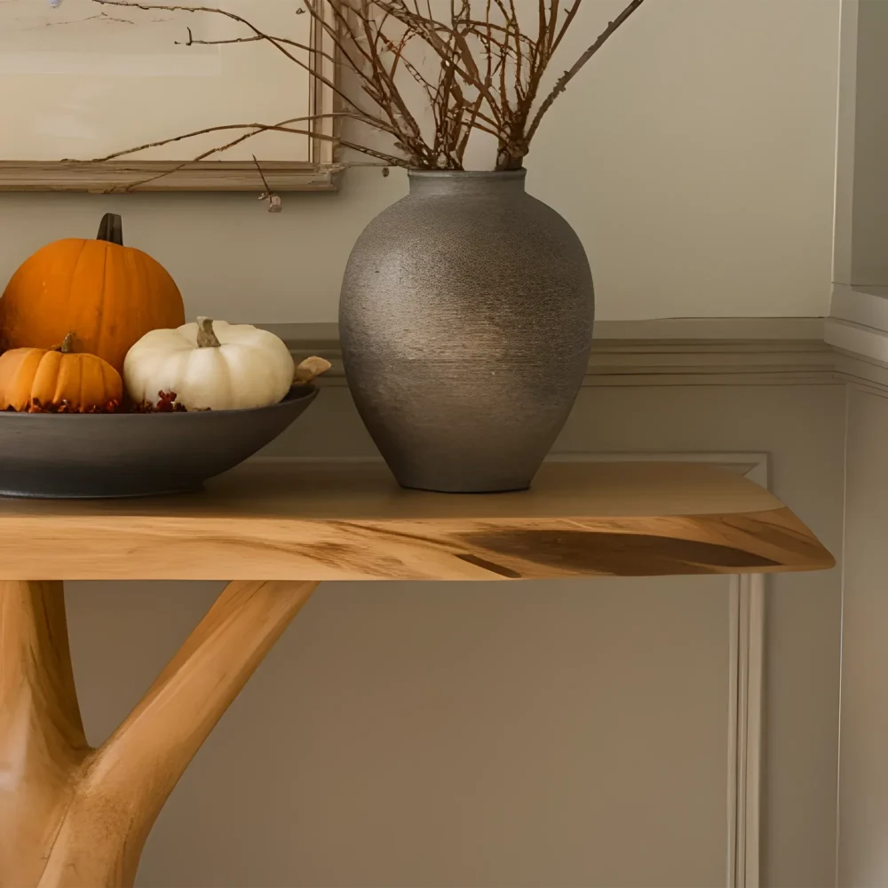 Hardwood Foyer Table Durable Natural Grain - Image 3