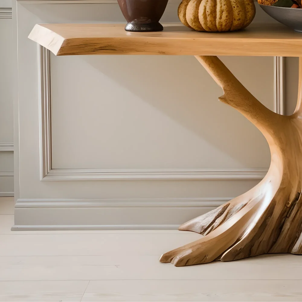 Hardwood Foyer Table Durable Natural Grain - Image 4