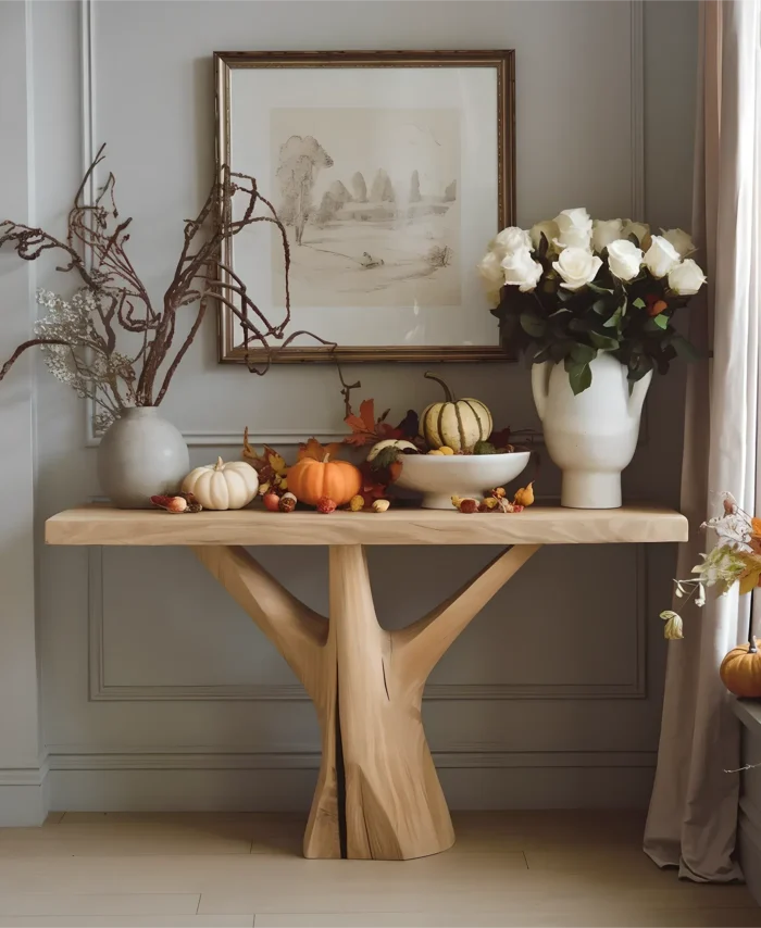 Tree Motif Entryway Table Handcrafted Hardwood