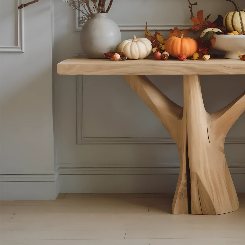 Tree Motif Entryway Table Handcrafted Hardwood - Image 3